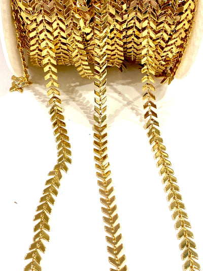 24 Karat glänzend vergoldete Chevron-Kette, 6 mm goldene Chevron-Kette