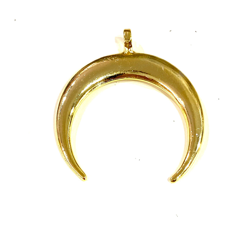 24Kt Shiny Gold Plated Crescent Pendant, 40mm Gold Crescent Pendant