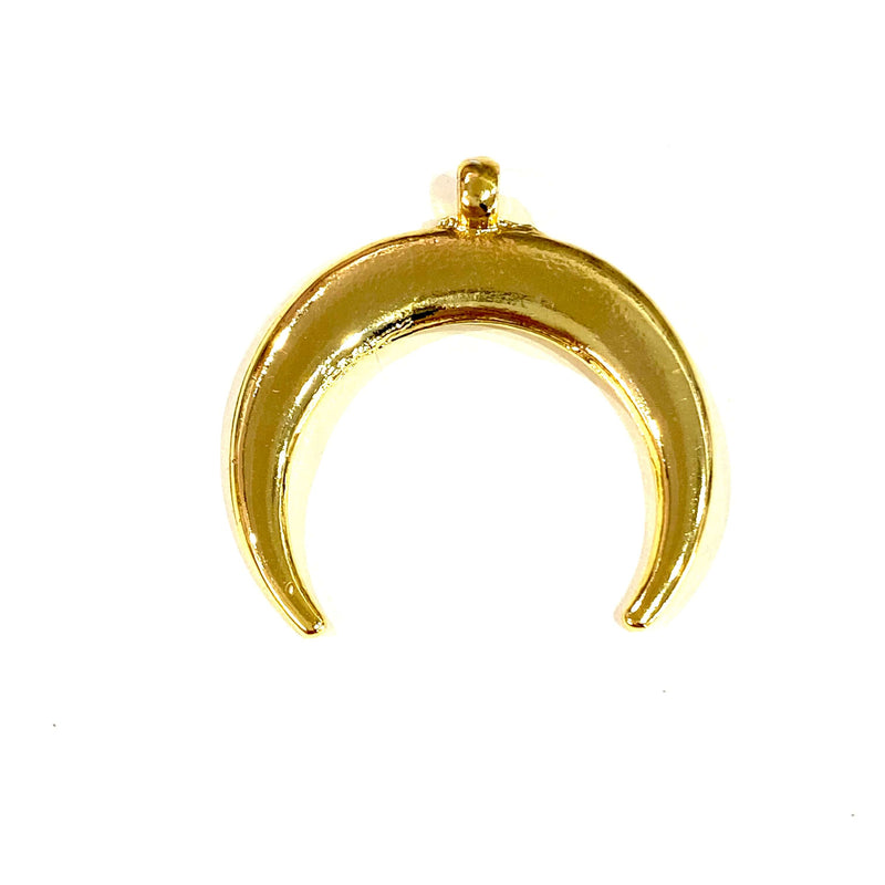 24Kt Shiny Gold Plated Crescent Pendant, 28mm Gold Crescent Pendant