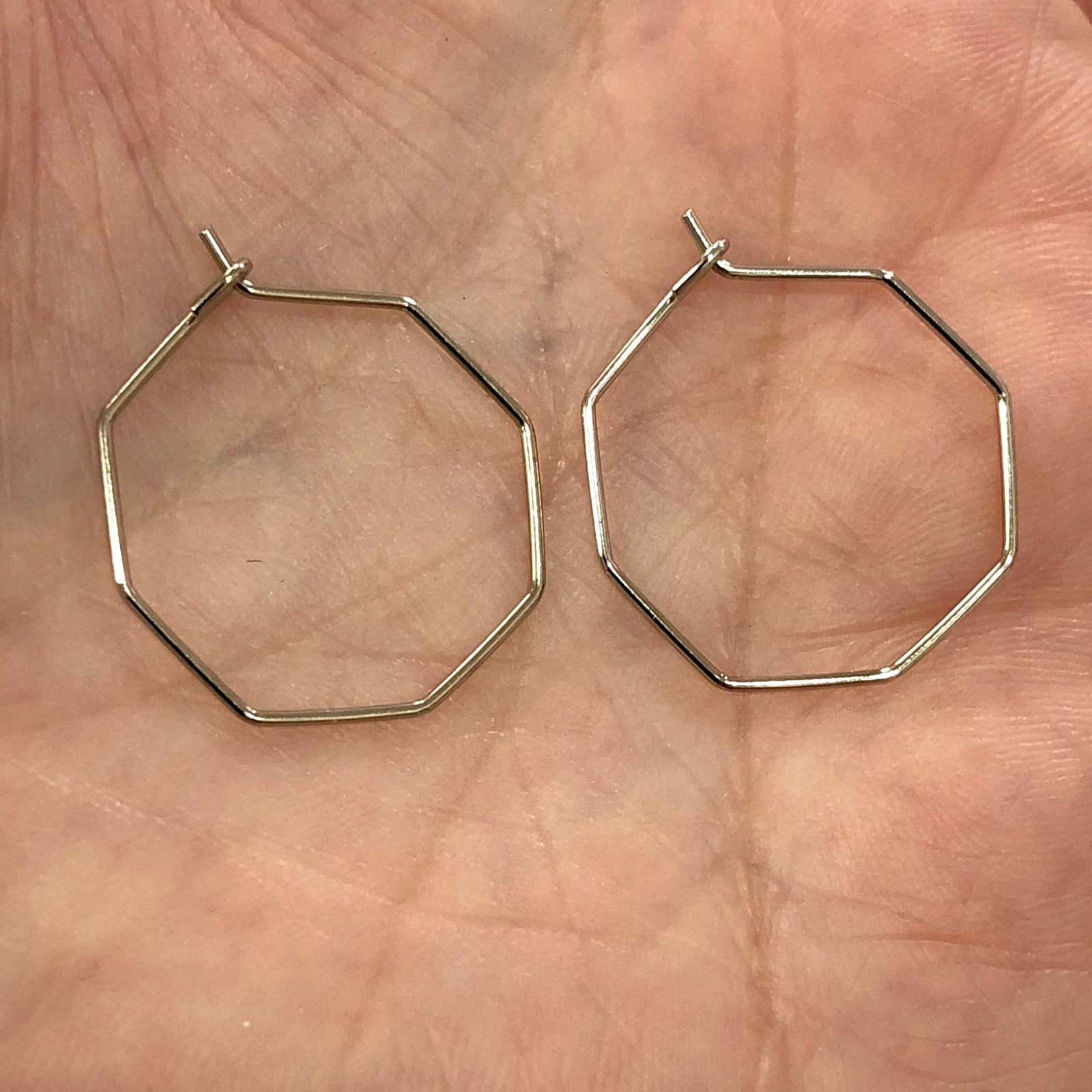 Rhodium Plated 20mm Octagon Earrings, Octagon Loop Earring Supplies
