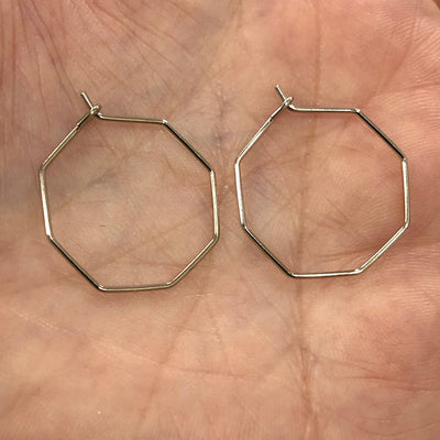 Silver Plated 20mm Octagon Earrings, Octagon Loop Earring Supplies