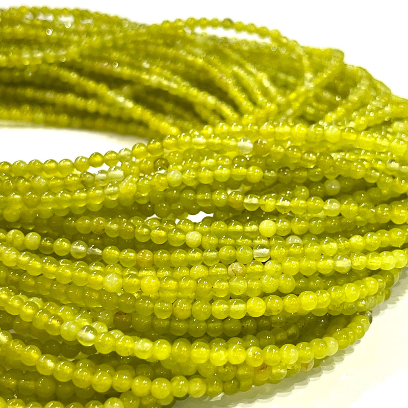 3mm Green Jade Smooth Round Gemstone Beads, 120 Beads