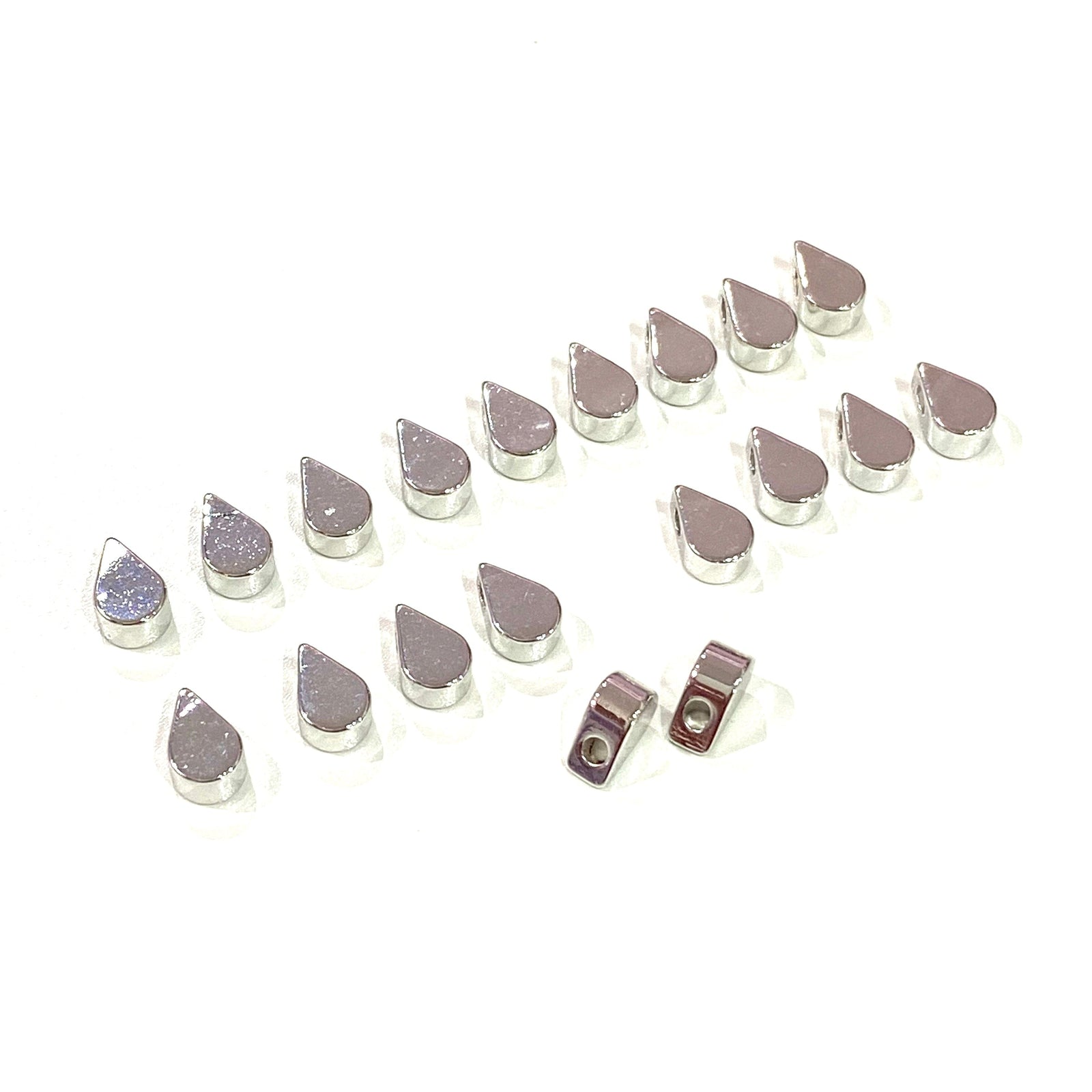 Rhodium Plated Tear Drop Spacers, 6x4mm Tear Drop Spacers, 20 Pcs in a Pack