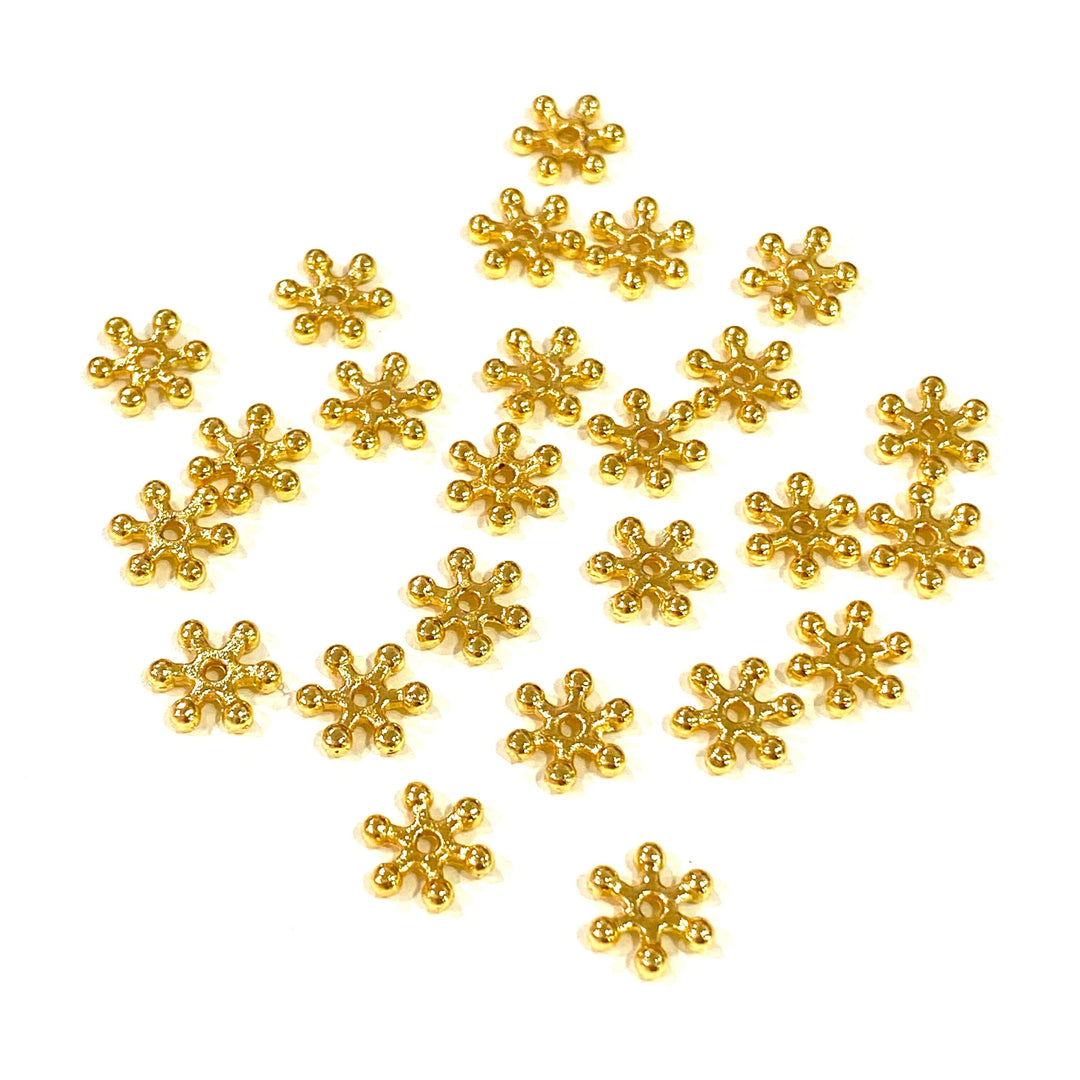 24Kt Gold Plated 7mm Spacer Charms, Gold Spacer Charms