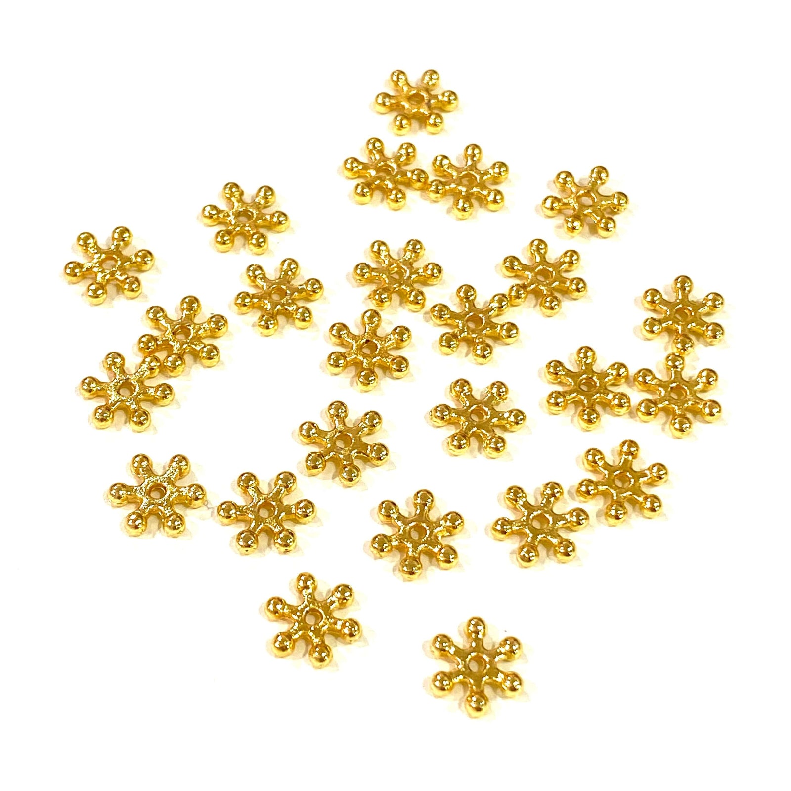 24Kt Gold Plated 7mm Spacer Charms, Gold Spacer Charms