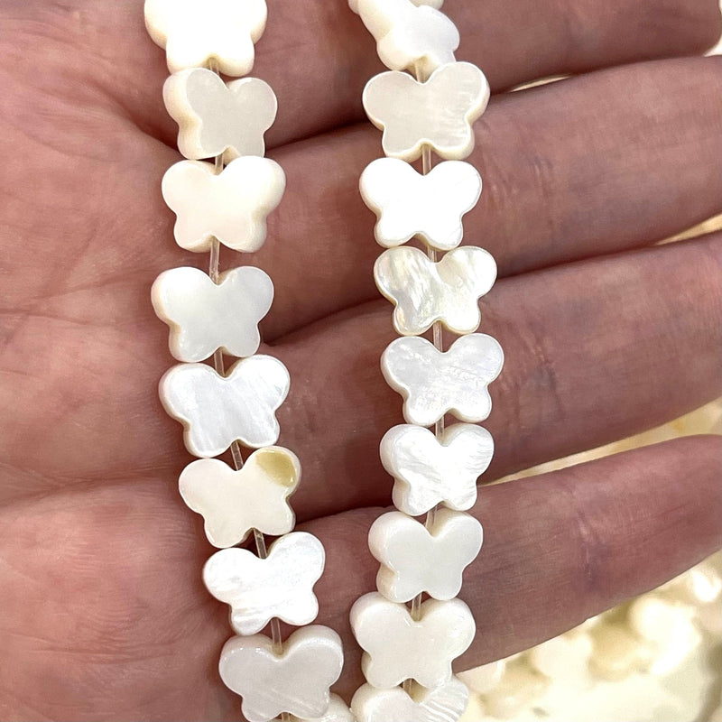 Mother Of Pearl Butterfly 11x8mm Beads, Natural Mother of Pearl Butterfly, 50 Beads Strand