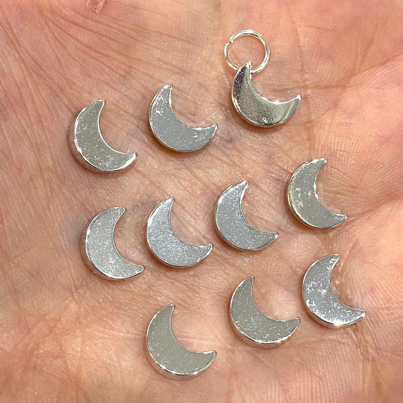 Rhodium Plated Crescent Charms, 10 pcs in a Pack