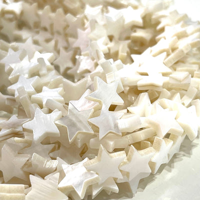 Perles en nacre étoile de 10 mm, étoile en nacre naturelle, brin de 43 perles
