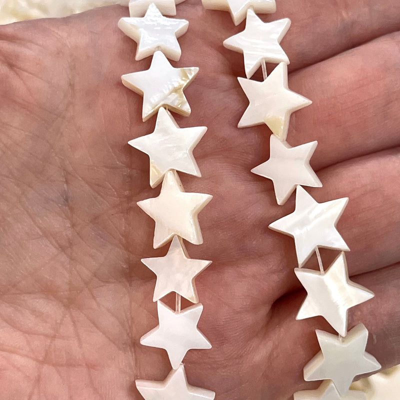 Mother Of Pearl Star 10mm Beads, Natural Mother of Pearl Star, 43 Beads Strand