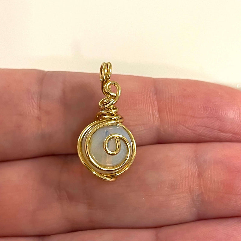 24Kt Gold Plated Hand Made 10mm Moonstone Pendant
