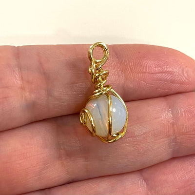 24Kt Gold Plated Hand Made 10mm Moonstone Pendant