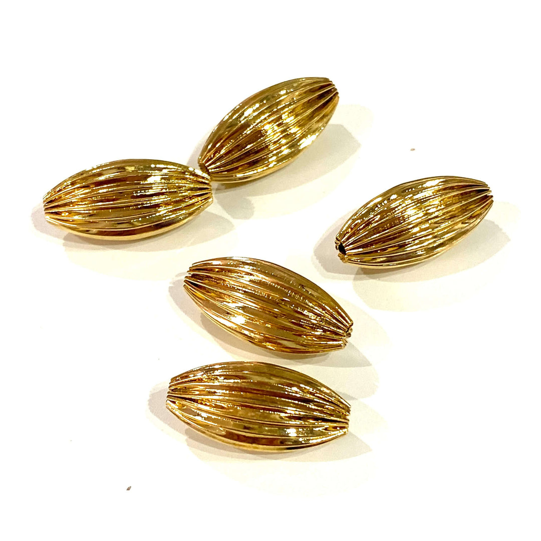24Kt Gold Plated Brass 20mm Spacer Charms, 5 pcs in a pack