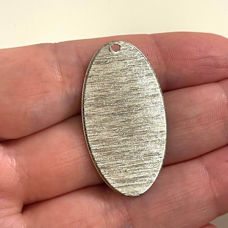 Silver Plated Textured Brass Pendant, Silver Charm