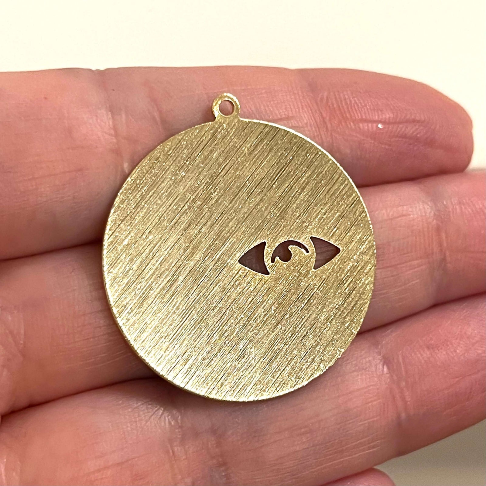 24K Gold Plated Textured Brass Pendant, Gold Charm