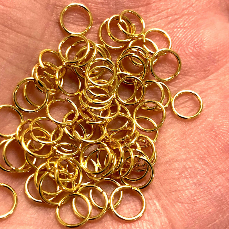24Kt Gold Plated Jump Rings, 6mm, 24 Kt Gold Plated Open Jump Rings