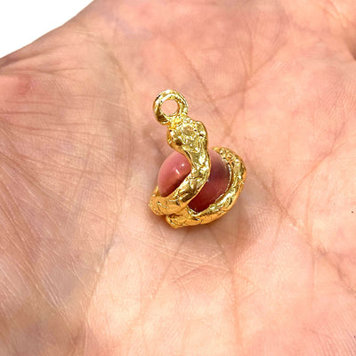 24Kt Gold Plated Snake 10mm Cat Eye Stone Pendant