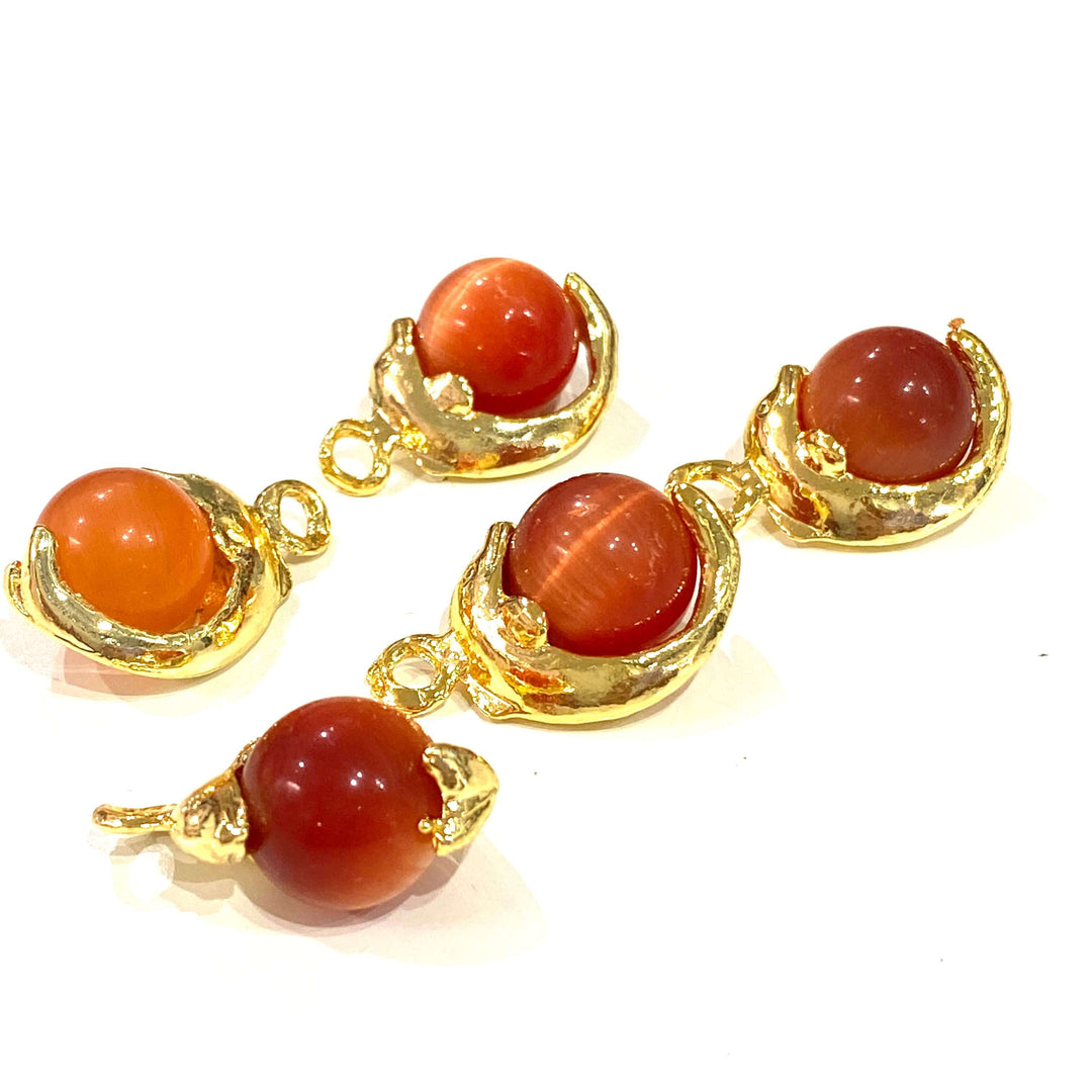 24Kt Gold Plated Dolphin 12mm Cat Eye Stone Pendant
