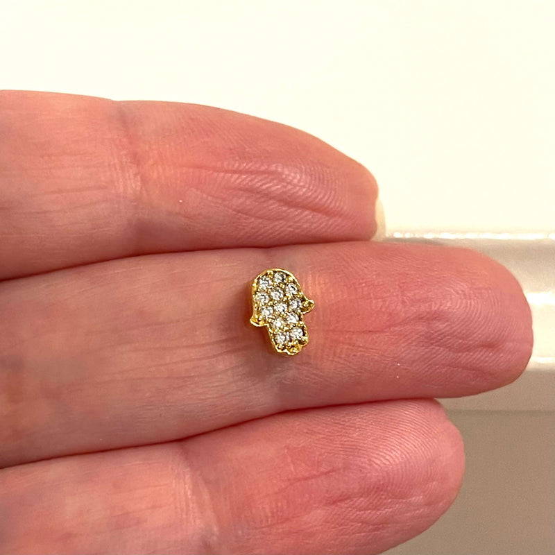 Charm Hamsa Micro Pave CZ Plaqué Or 24Kt