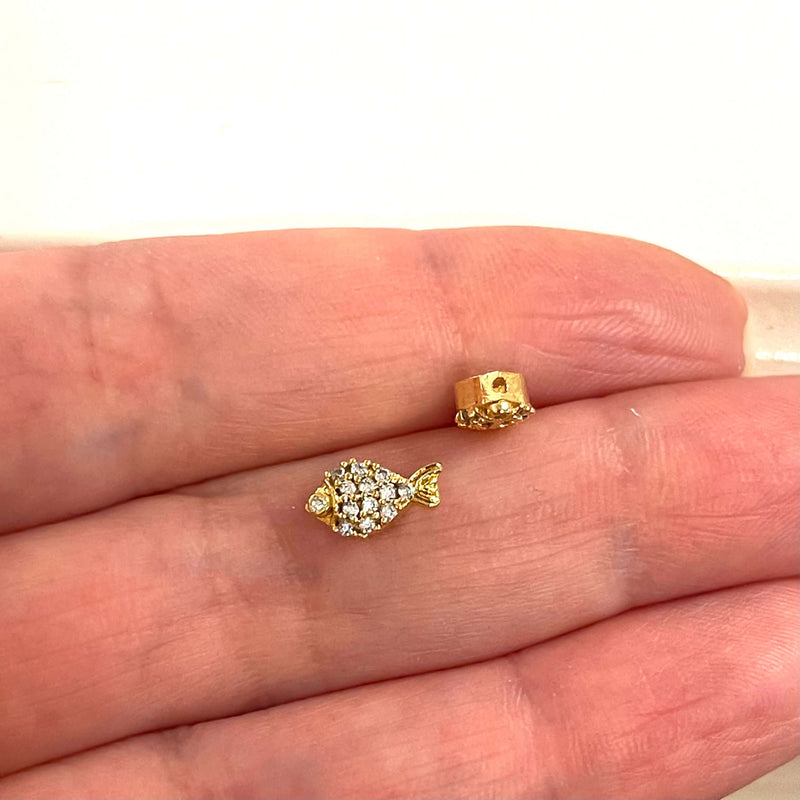 24Kt Gold Plated CZ Micro Pave Fish Charm