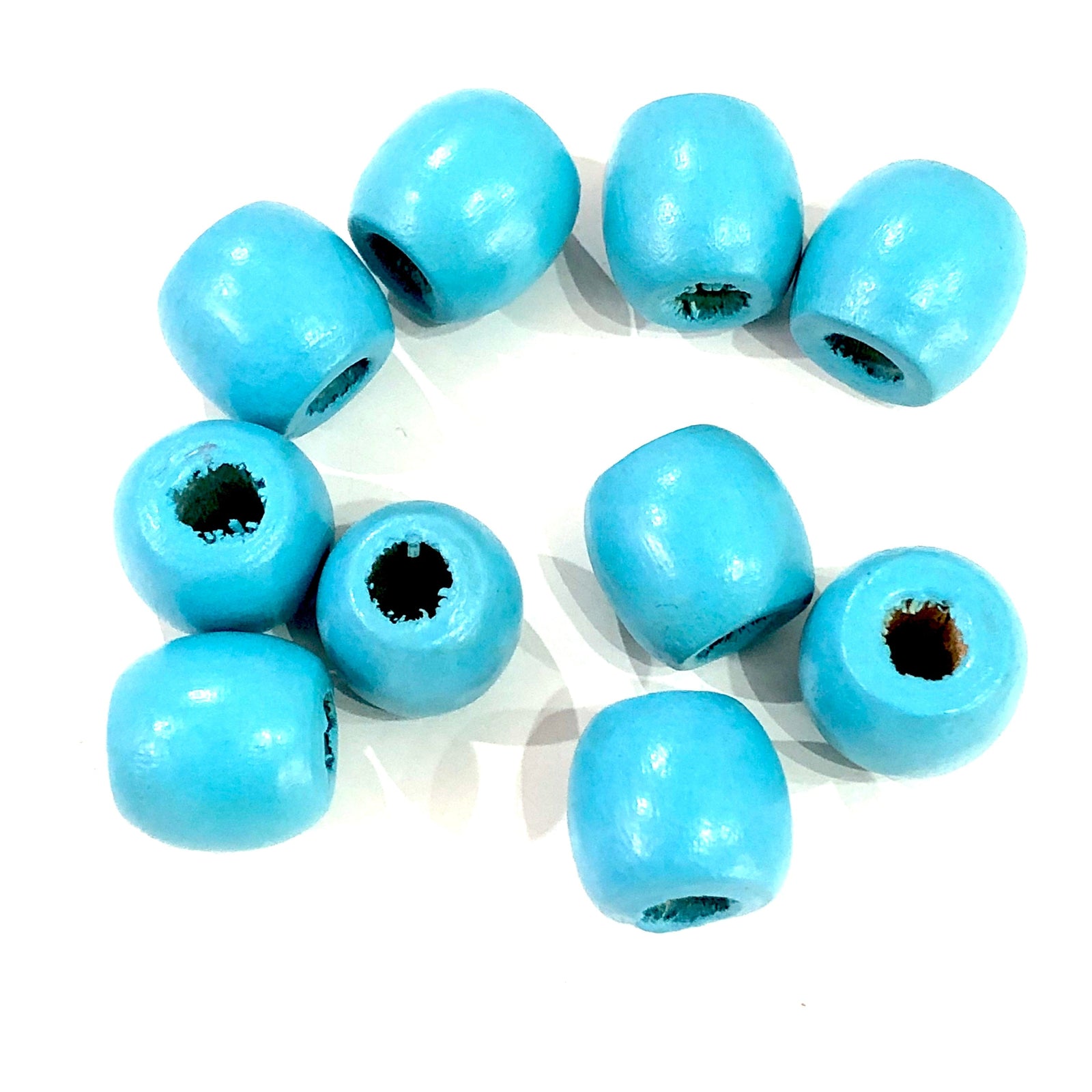 Large Hole Wooden Beads 16x15mm 10 Pieces in a pack