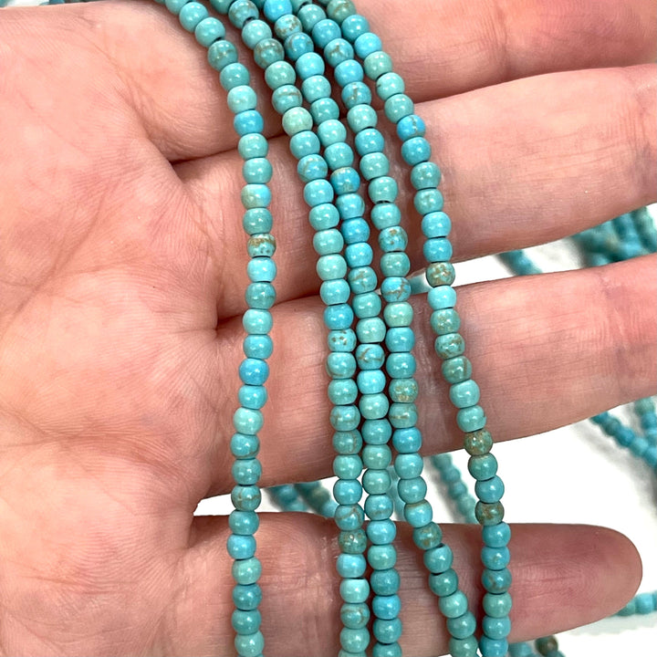 Turquoise Howlite Beads,Round 3mm, 145 beads per strand, 16" Full Strand, Gemstone