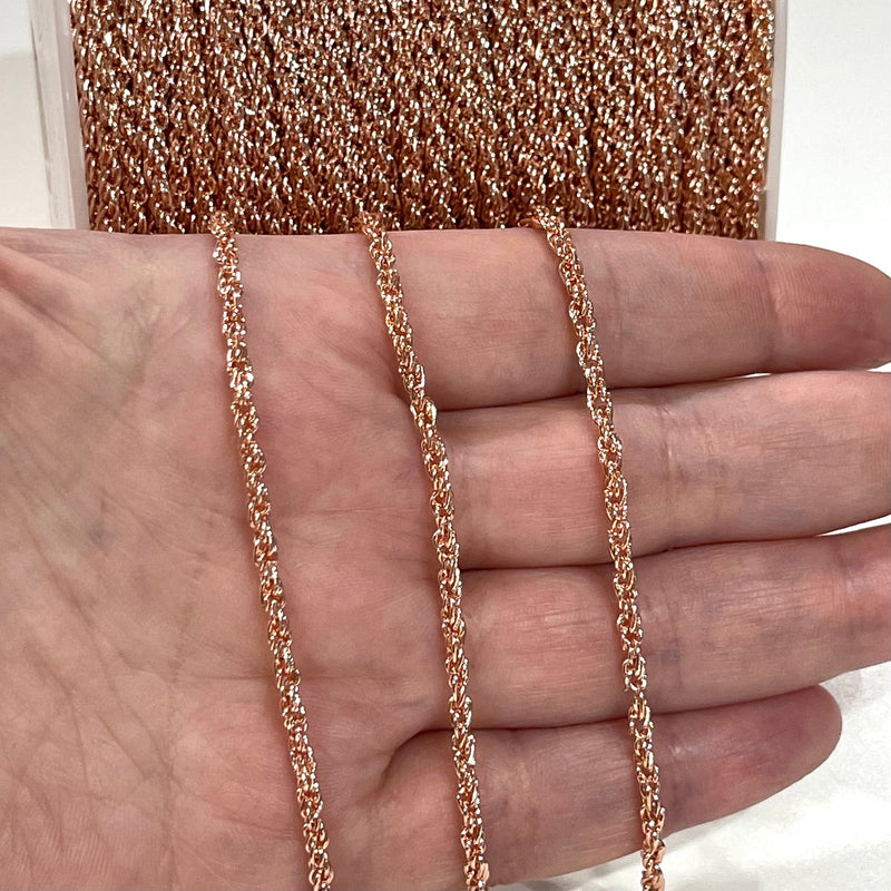 Rose Gold Plated Soldered Chain, 2mm Rose Gold Plated Necklace Chain
