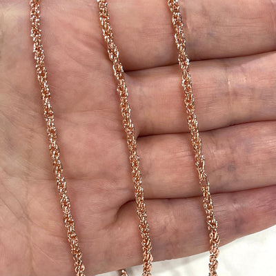 Rose Gold Plated Soldered Chain, 2mm Rose Gold Plated Necklace Chain