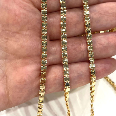 24Kt Shiny Gold Plated 3mm Soldered Chain, 3.3 Feet, 1 Meter