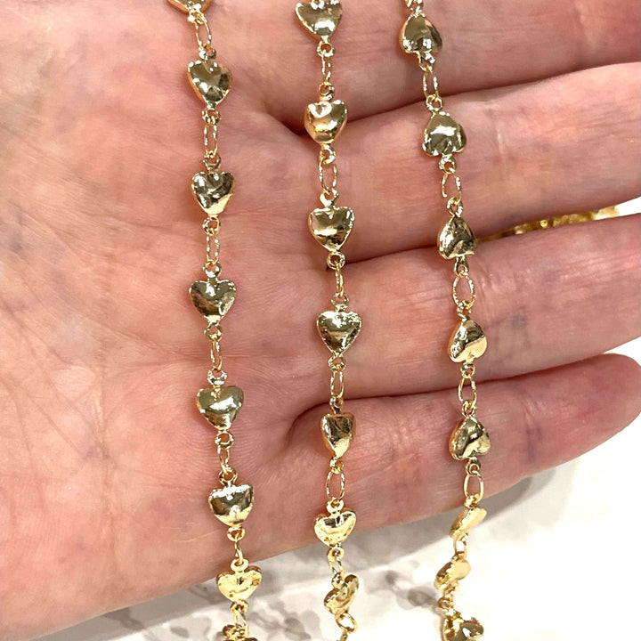 24Kt Gold Plated Chain with 6mm Hearts, 1 Meter
