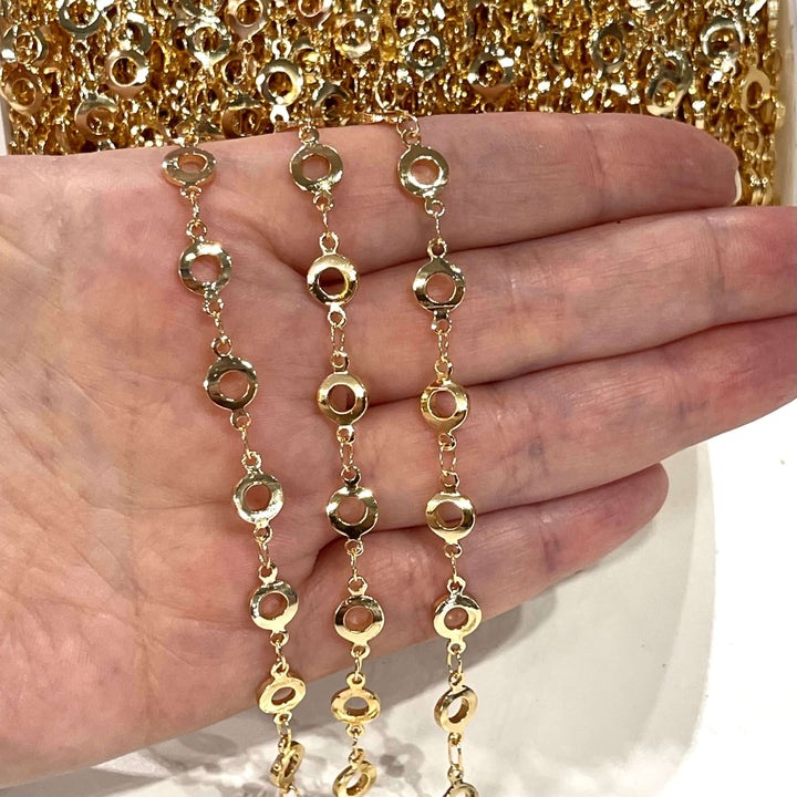 24Kt Gold Plated Chain with 6.5mm Circles, 1 Meter
