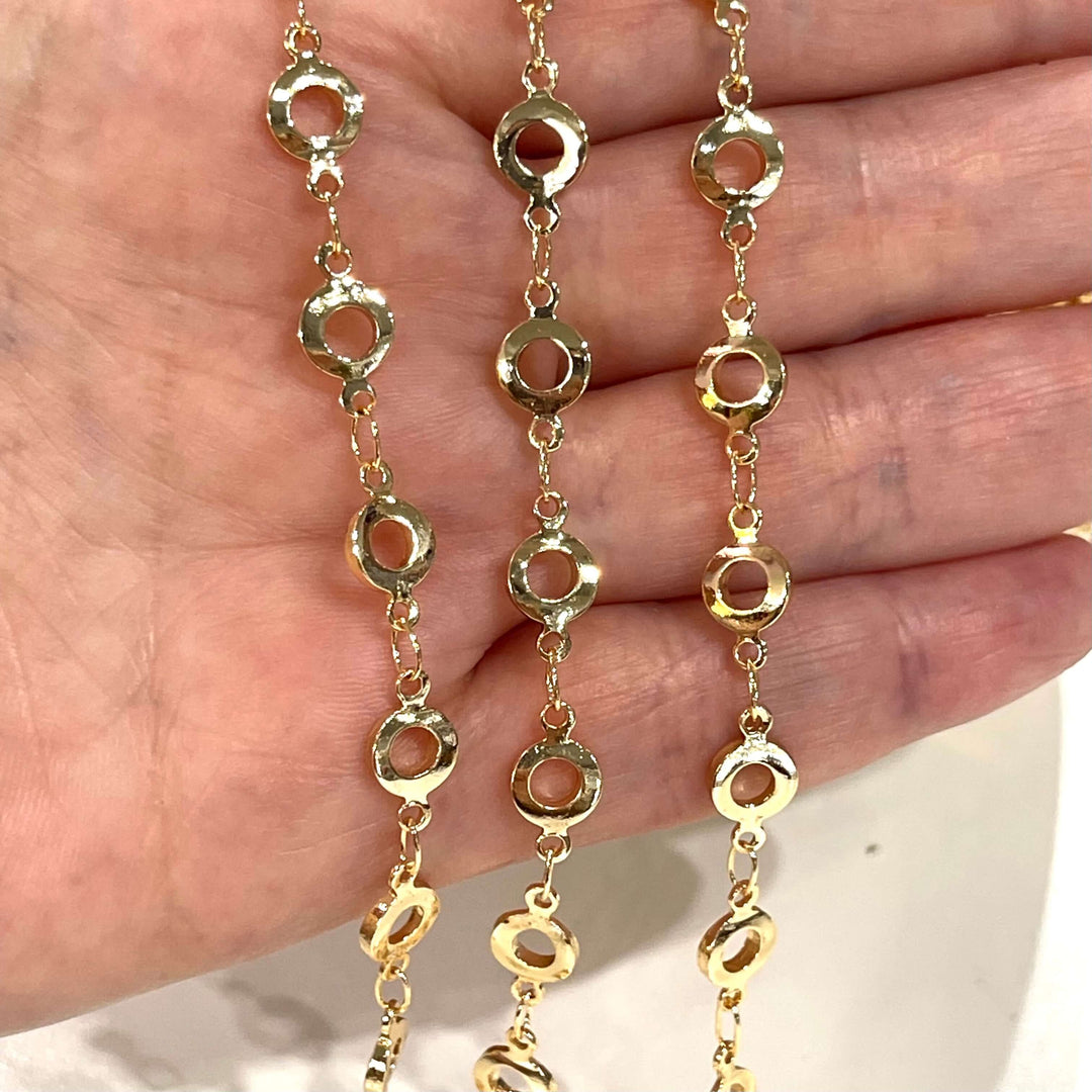 24Kt Gold Plated Chain with 6.5mm Circles, 1 Meter