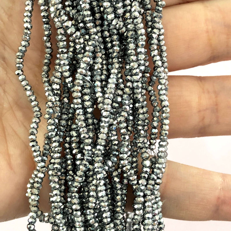 1mm Crystal faceted rondelle - 200 pcs -1mm - full strand - PBC1C17 Crystal Beads, £2