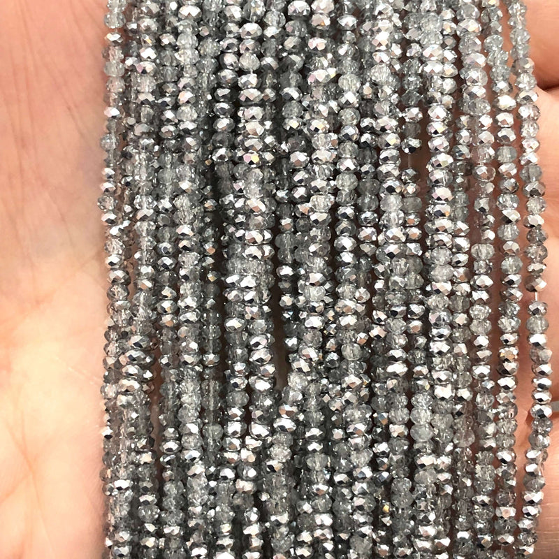 1mm Crystal faceted rondelle - 200 pcs -1mm - full strand - PBC1C24, Crystal Beads, £2