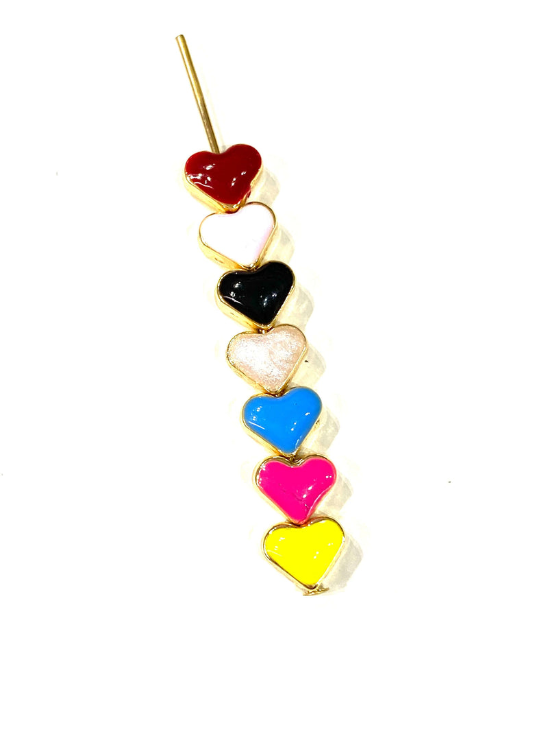 24Kt Shiny Gold Plated Red Enamelled Heart Spacer Charms, 5 pcs in a pack