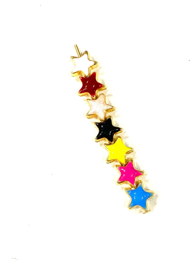 24Kt Shiny Gold Plated Black Enamelled Star Charms, 5 pcs in a pack