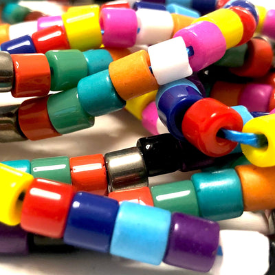 Hand Made Murano Glass Cylinder Beads, Large Hole Murano Glass Beads, 100 Beads