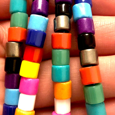 Hand Made Murano Glass Cylinder Beads, Large Hole Murano Glass Beads, 100 Beads