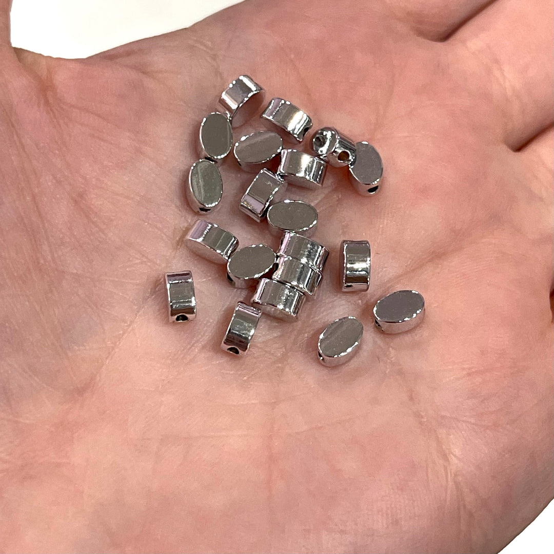 Rhodium Plated 6x4 Oval Spacer Charms, 20 pcs in a pack