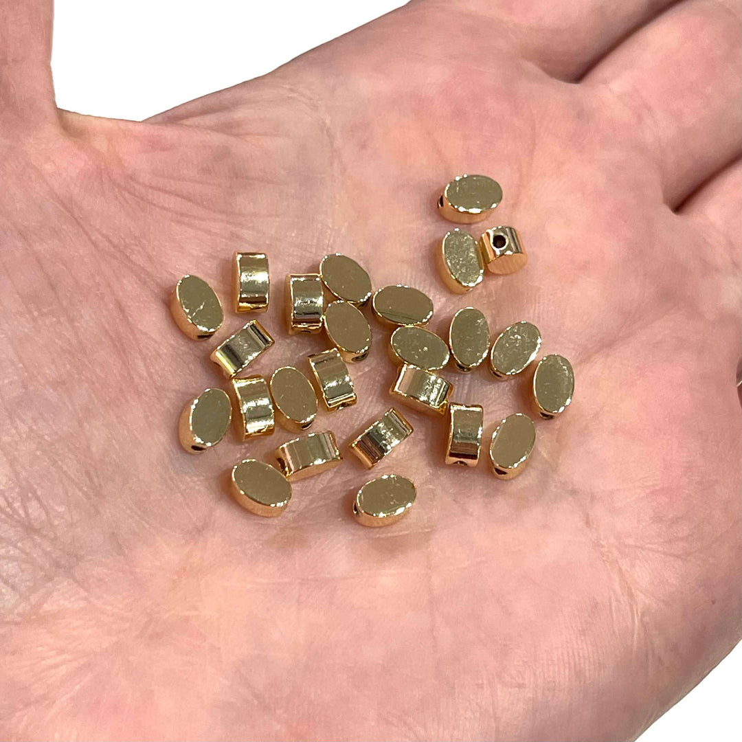 24Kt Shiny Gold Plated 6x4 Oval Spacer Charms, 20 pcs in a pack