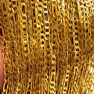 24Kt Matte Gold Plated Figaro Chain, 4mm Gold Figaro Chain