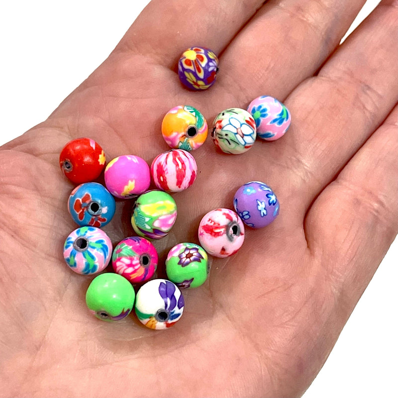 8mm Polymer Clay Round Beads,10 Beads in a Pack