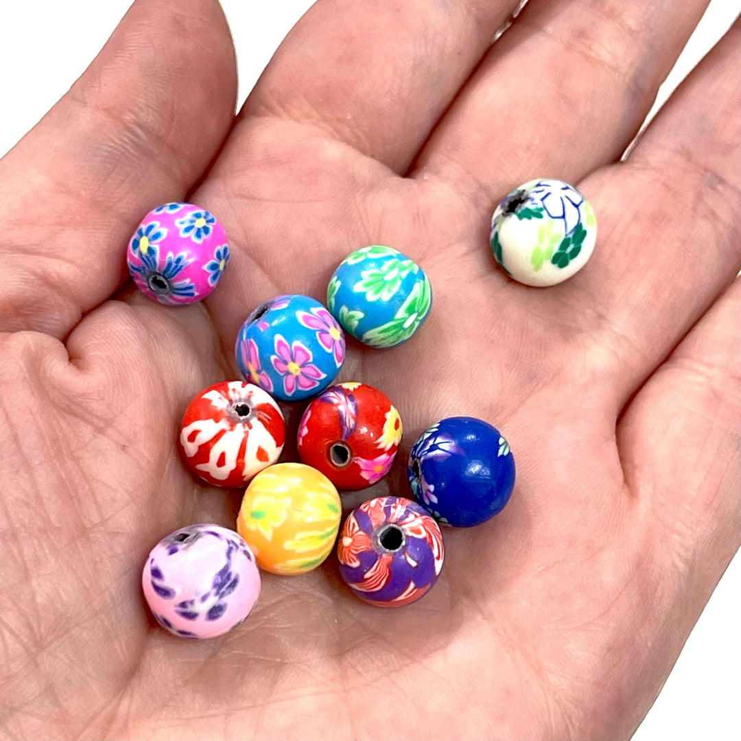 10mm Polymer Clay Round Beads,10 Beads in a Pack