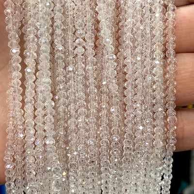 Crystal faceted rondelle - 140 pcs -3mm - full strand - PBC3C68, Crystal Beads,Beads, glass beads, beads crystal rondelle beads £1.5