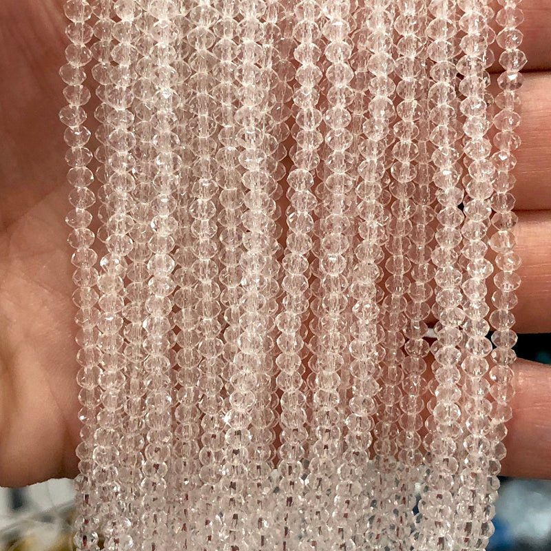 Crystal faceted rondelle - 140 pcs -3mm - full strand - PBC3C70, Crystal Beads,Beads, glass beads, beads crystal rondelle beads £1.5