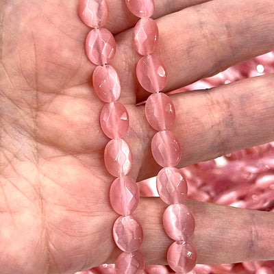 Katzenauge – Selenitquarz, 10 x 7 mm facettierte ovale Perlen, 29 Perlen