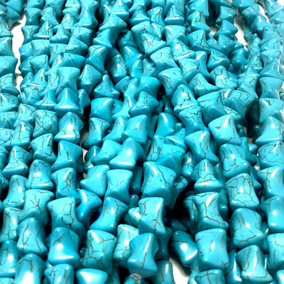 Perles d'os de howlite turquoise, perles de howlite en forme d'os de 13 x 10 mm, 32 perles