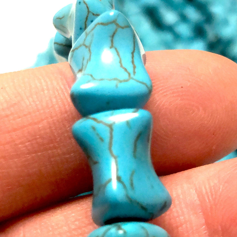 Turquoise Howlite Bone Beads,13x10mm Bone Shaped Howlite Beads, 32 Beads