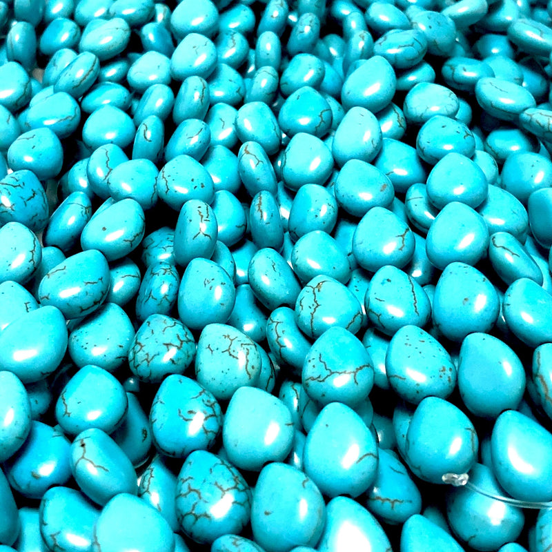 Perles de goutte de howlite turquoise, perles de howlite en forme de goutte de 14 x 10 mm, 32 perles