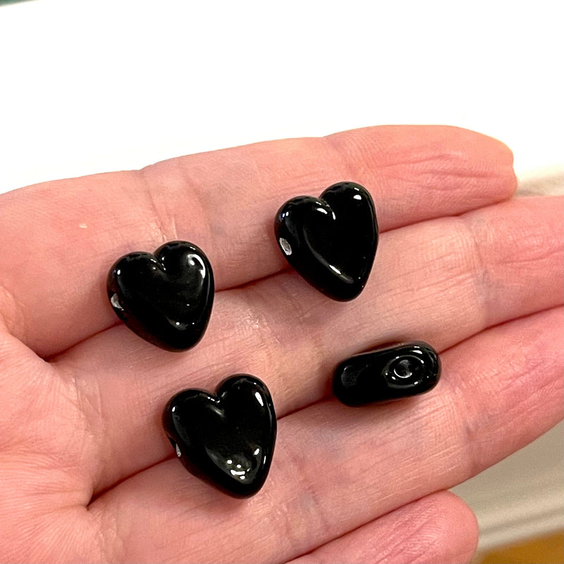 Hand Made Murano Glass Black Heart Charm