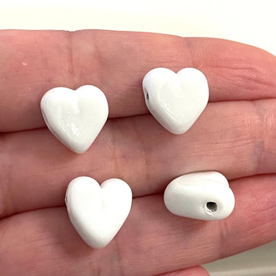 Handgefertigter weißer Herzanhänger aus Muranoglas
